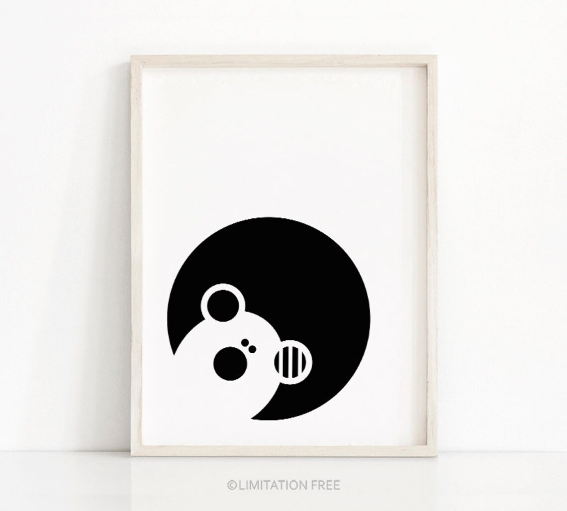Bear Nursery Art Print, Black And White Kids Decor - Image 4