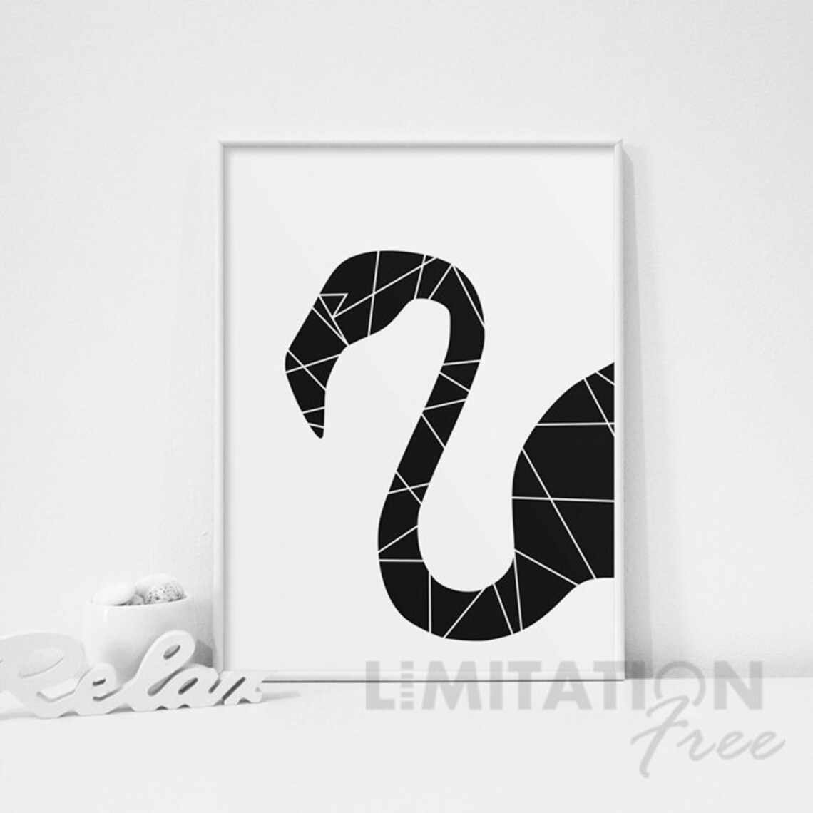 Flamingo Modern Art Print, Black and White Decor - Image 2