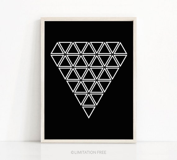Black And White Wall Art Print Geometric Art Abstract Triangle Print Art Instant Modern Print Art