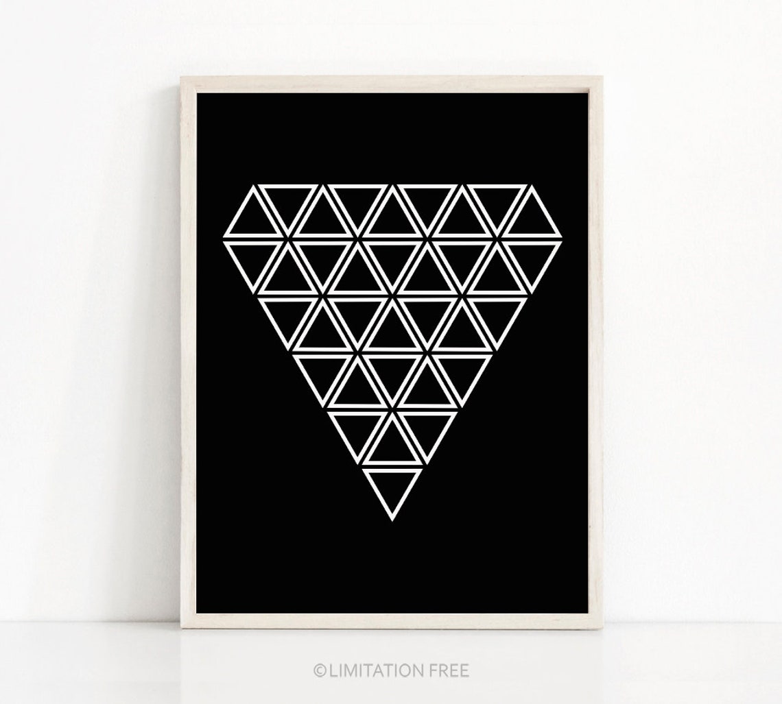 Black And White Wall Art Print Geometric Art Abstract Triangle Print Art Instant Modern Print Art