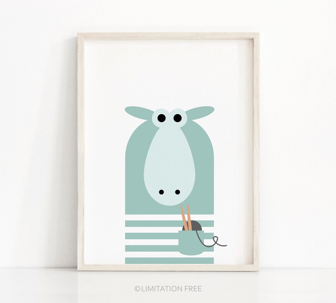 Sheep Nursery Art Print, Modern Kids Animal Decor