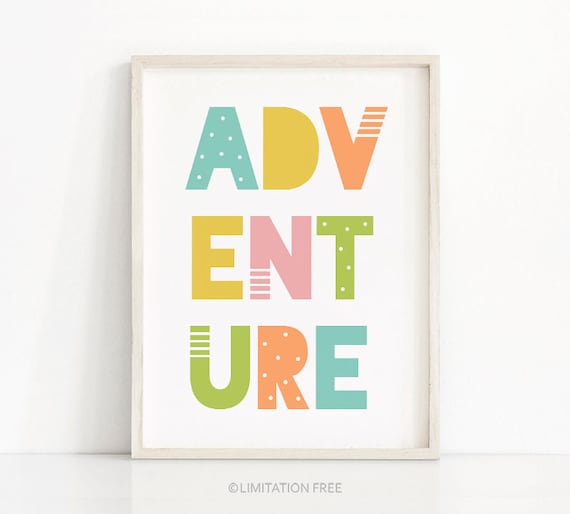 Kids Adventure Playroom Art Print, Nursery Decor