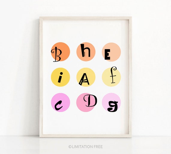Kids Print Letters Print Art For Nursery Alphabet Print Kids Room Decor Alphabet Playroom Decor Instant