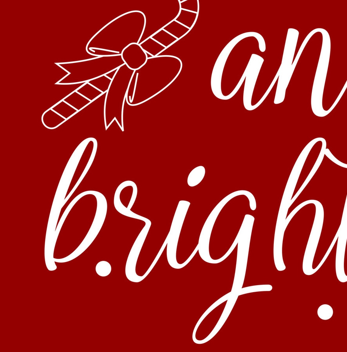 Merry And Bright White Calligraphy Red Background Christmas Wall Print - Image 3