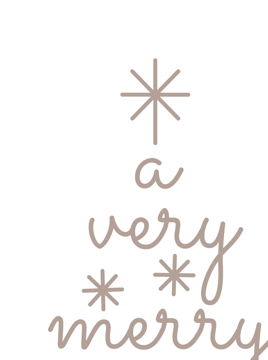 A Very Merry Christmas Taupe Script Tree Shape Minimalist Wall Print - Image 3