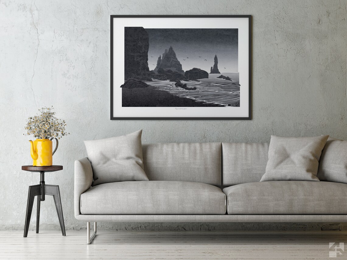 Reynisdrangar Iceland Travel Poster, South Coast - Image 2