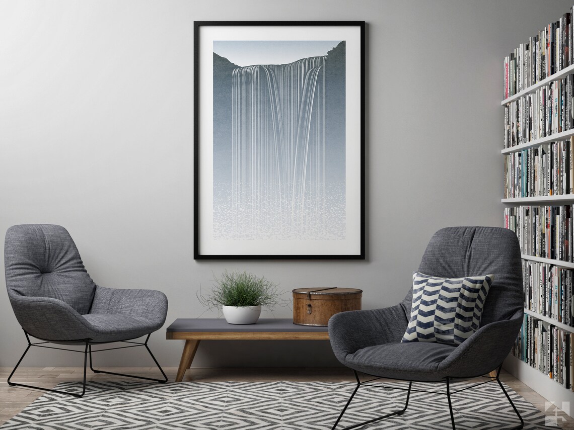 Skogafoss Minimalist Iceland Landscape Art Print - Image 2