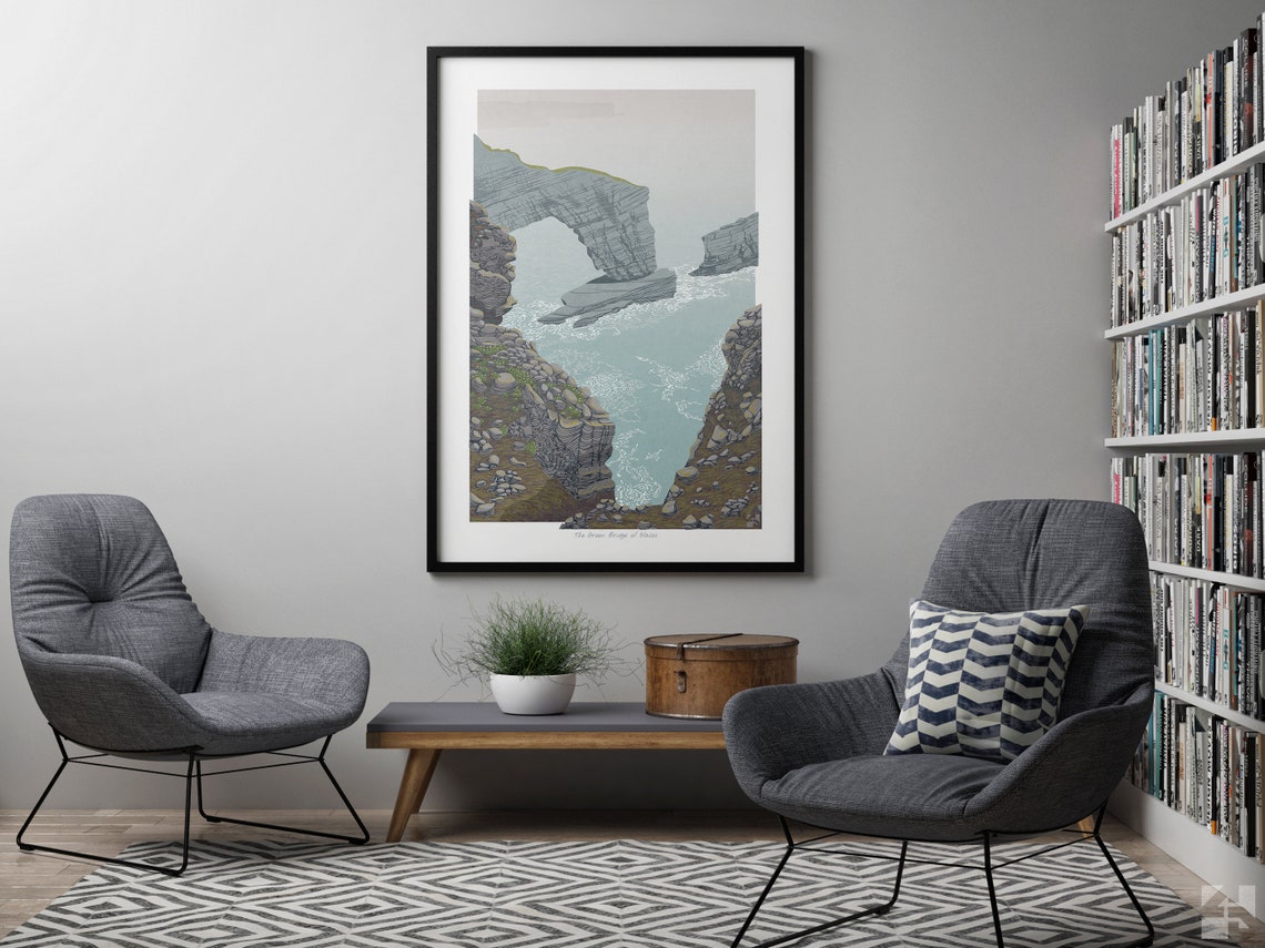 The Green Bridge Of Wales Pembrokeshire Wales Landscape Art Print Wales Travel Poster Pembrokeshire Coast Poster Wall Art Unframed - Image 3