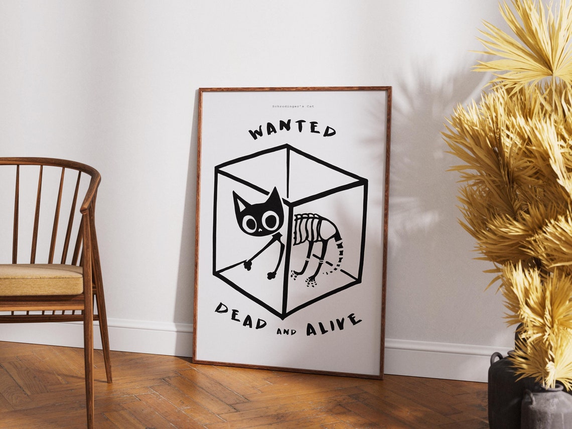 Schrodingers Cat Wanted Dead And Alive Funny Science Box Poster