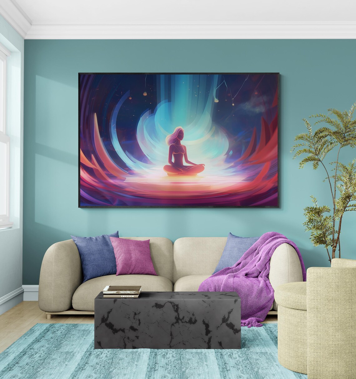 Cosmic Aura Meditation Art Print, Mindfulness Decor - Image 5