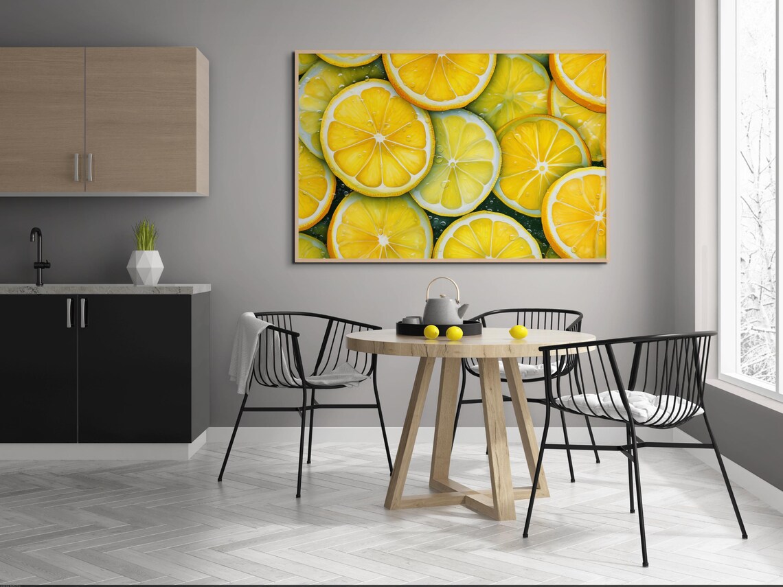 Zesty Lemon Slice Canvas Citrus Kitchen Wall Art Decor Fresh Fruit Wall Art - Image 5