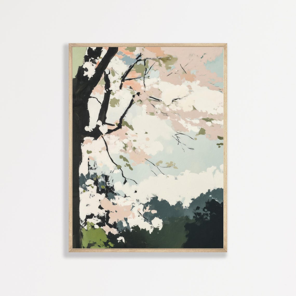 Cherry Blossom Branches Soft Pink Sky Spring Tree Floral Art Poster