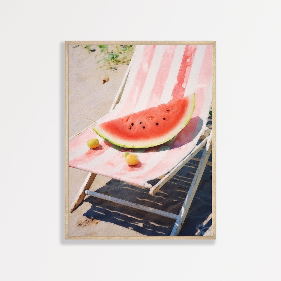Pastel Watermelon Still Life, Retro Beachy Art Print