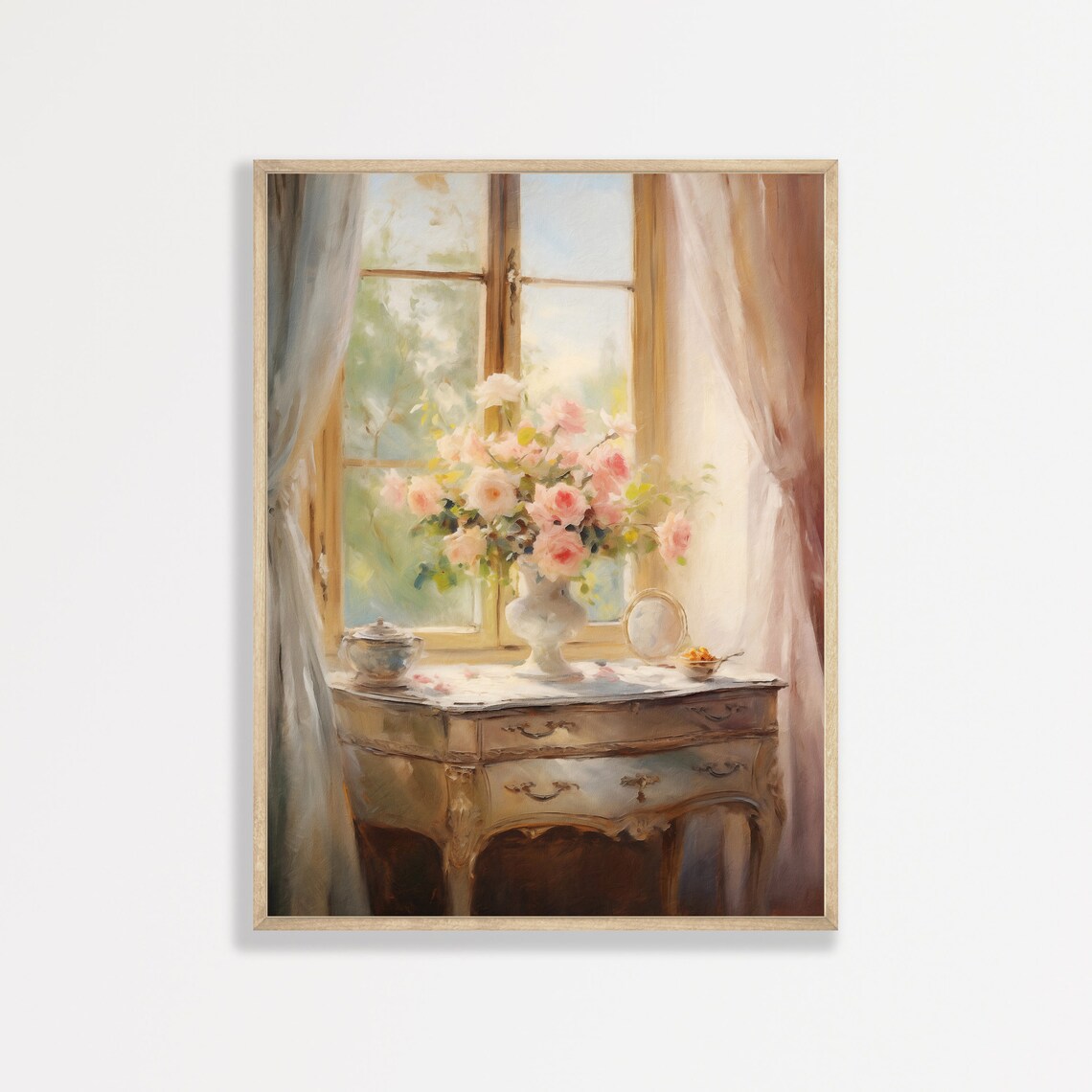 Vintage Flower Still Life, Minimal Wall Art Print