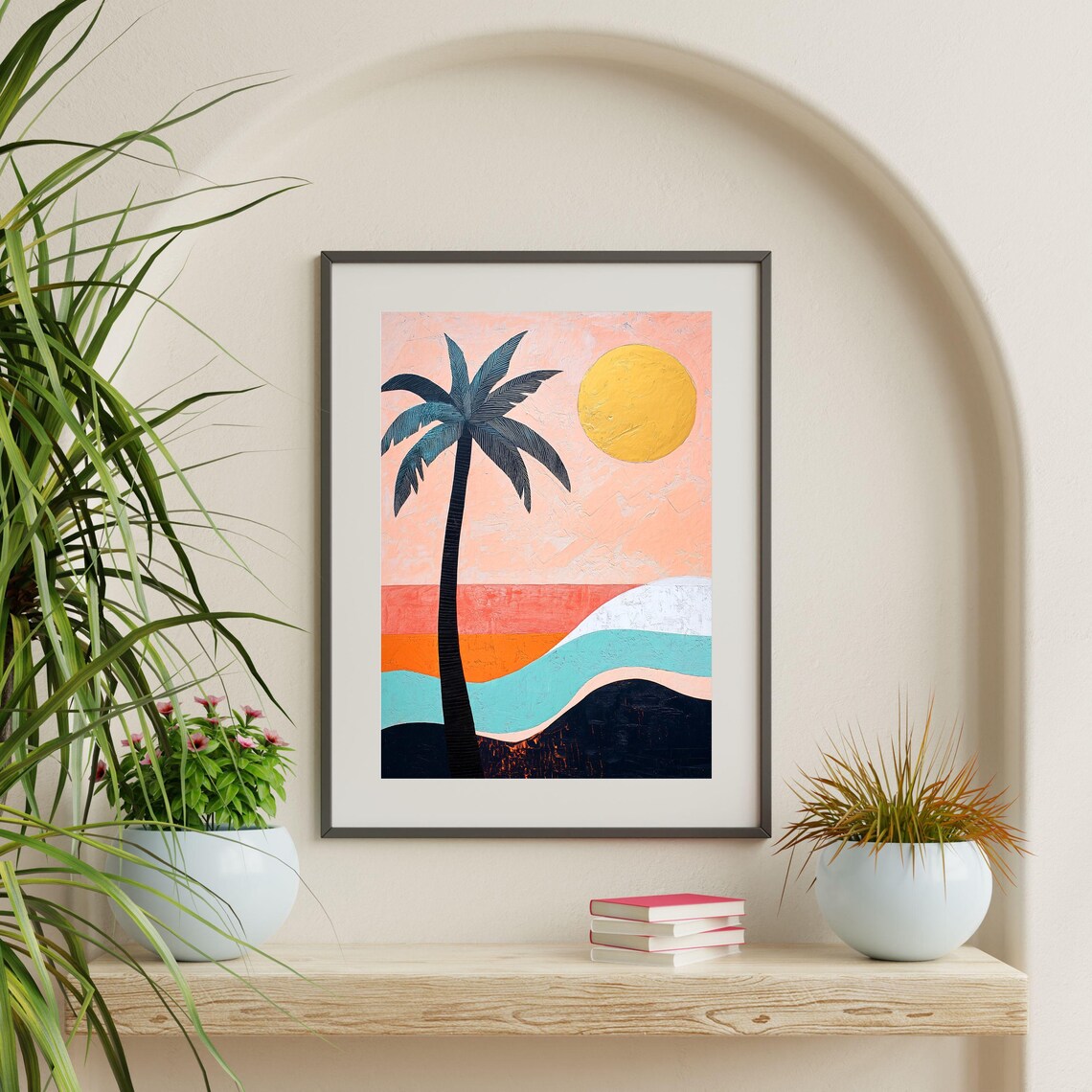 Boho Palm Tree Print, Eclectic Retro Coastal Art Print - Image 2