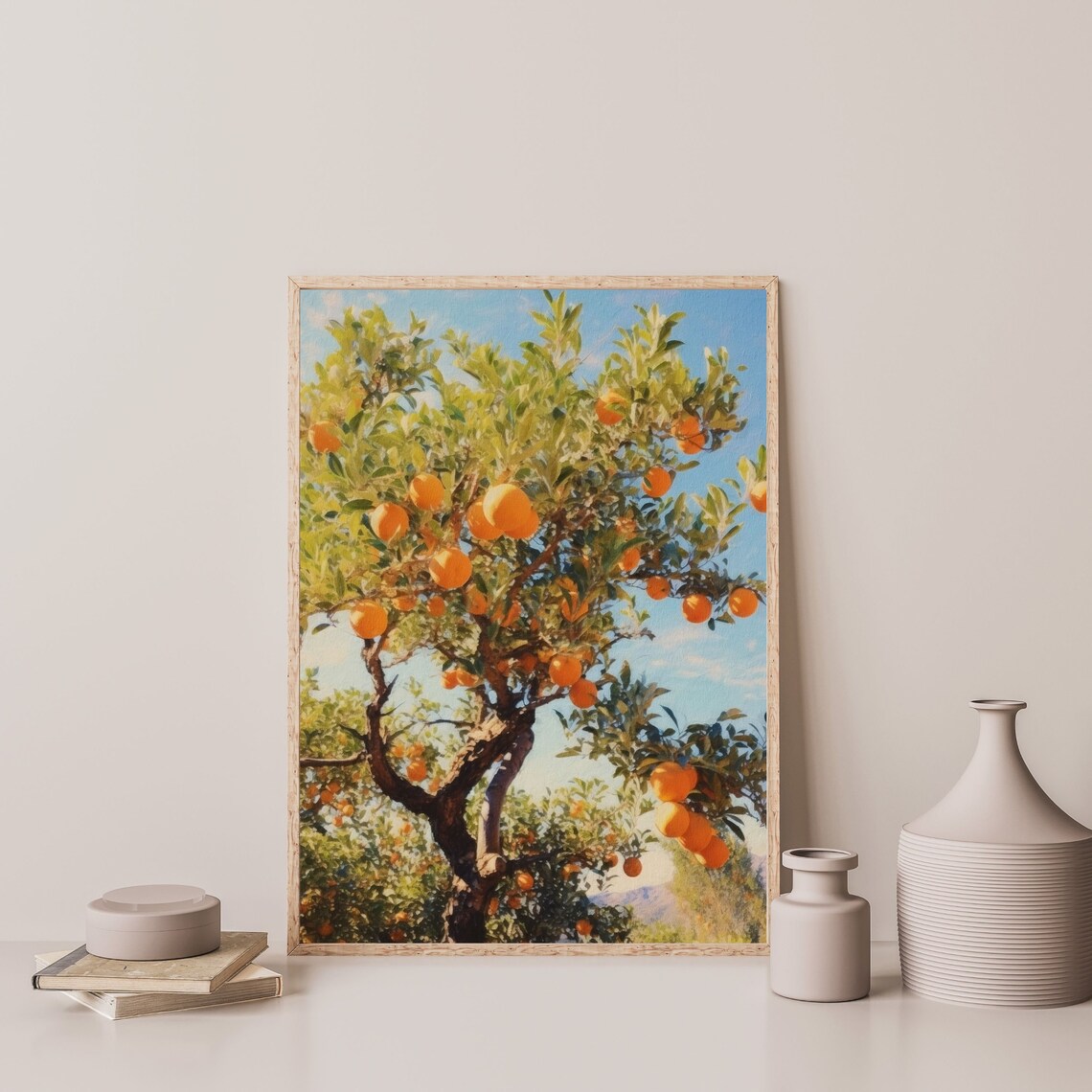 Orange Tree Retro Farmhouse Countryside Art Print - Image 3