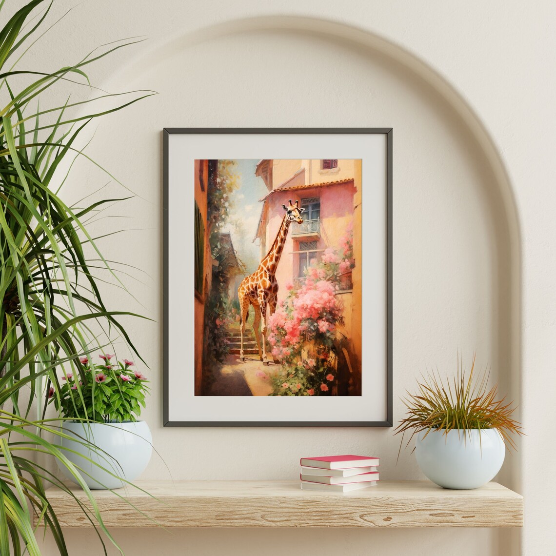 Retro Giraffe Oil-Painting Poster, Nursery Decor - Image 2