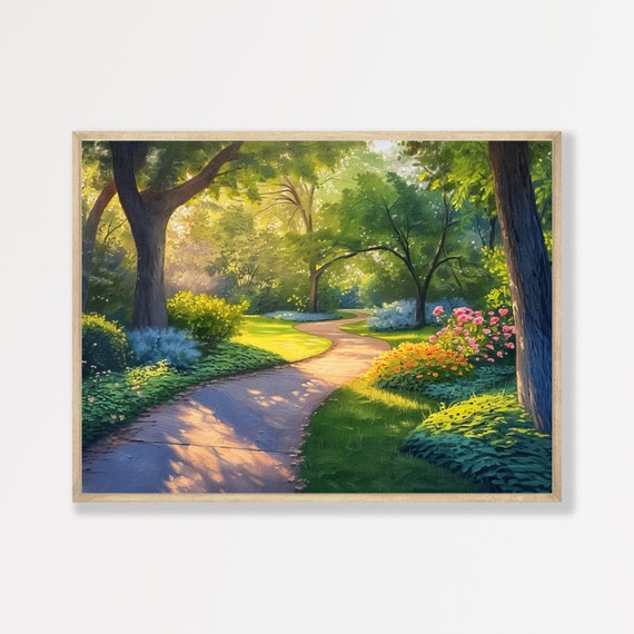 Garden Path Painting Retro Landscape Wall Print Vintage Countryside Garden Poster Minimalist Rustic Home Decor P 487