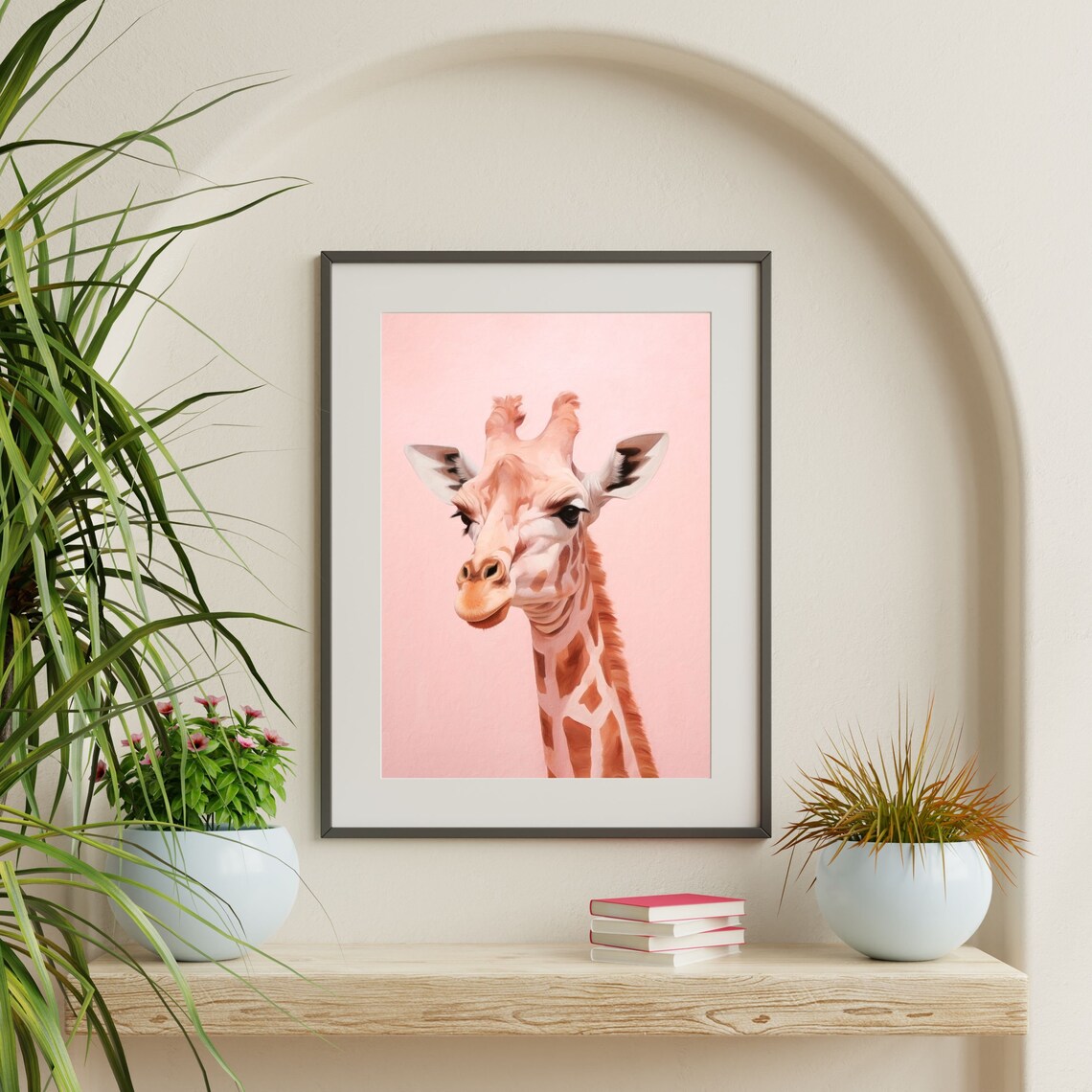 Pastel Giraffe Retro Preppy Animal Art Print - Image 2