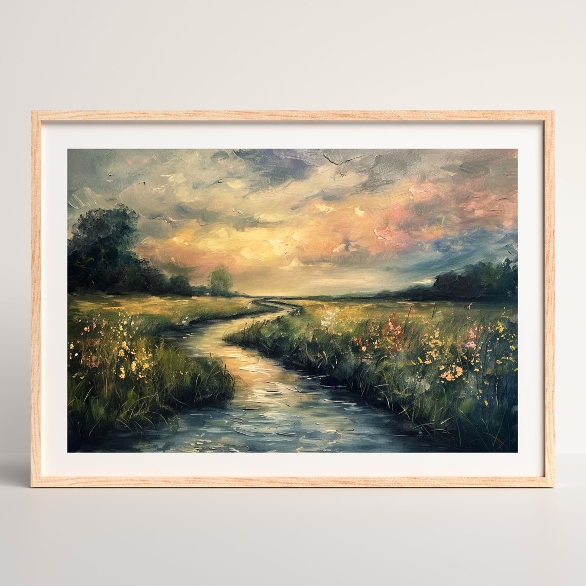 Moody Countryside Painting Vintage Landscape Wall Print Retro Antique Home Decor Cottage Core Aesthetic P 493 - Image 2