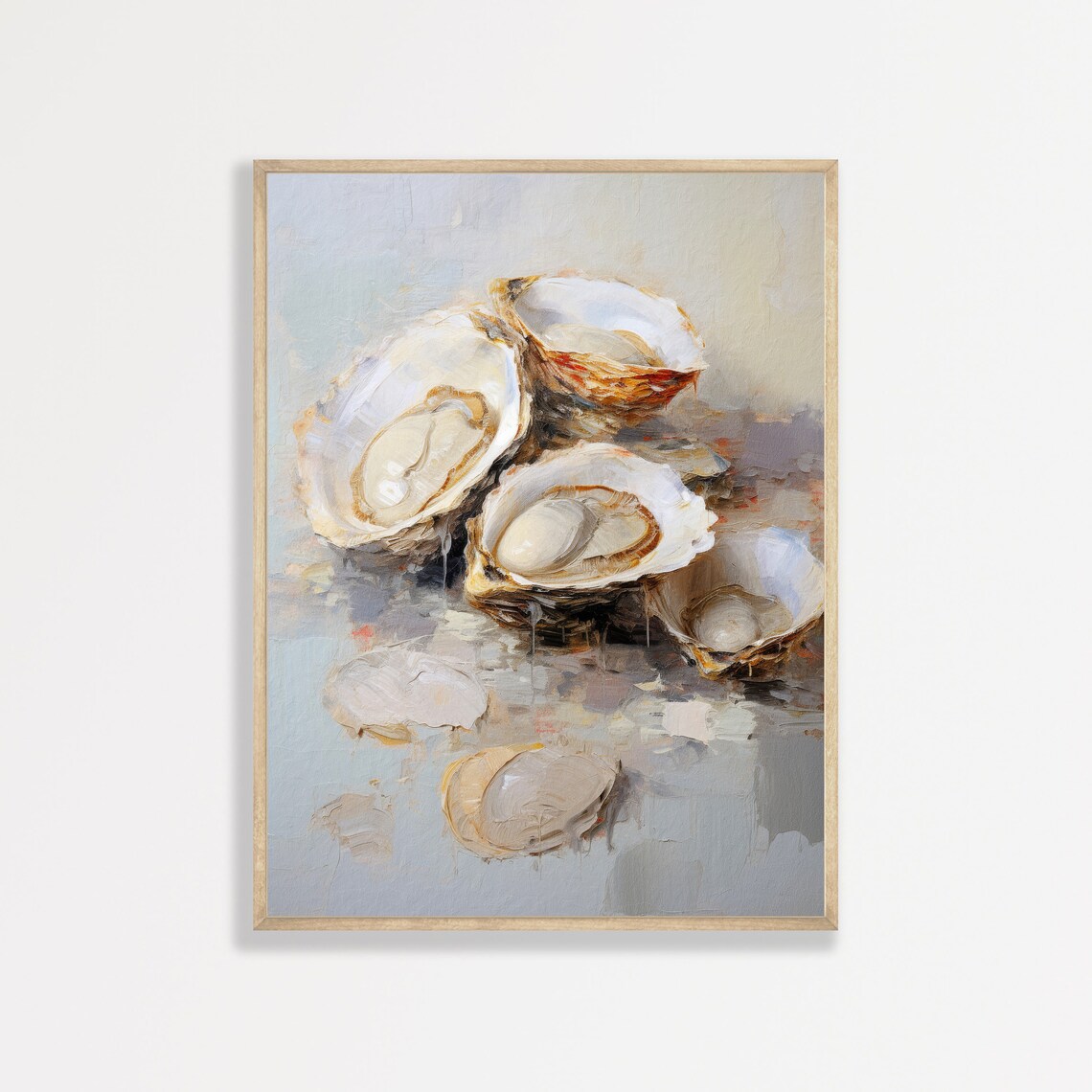 Oysters Vintage Still Life Art Print, Retro Coastal