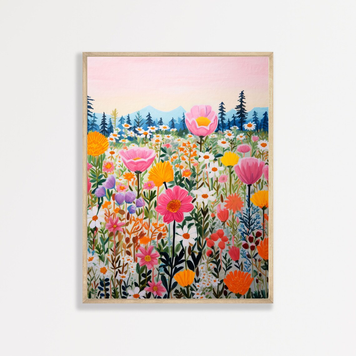 Wildflowers Retro Boho Floral Aesthetic Wall Art Print