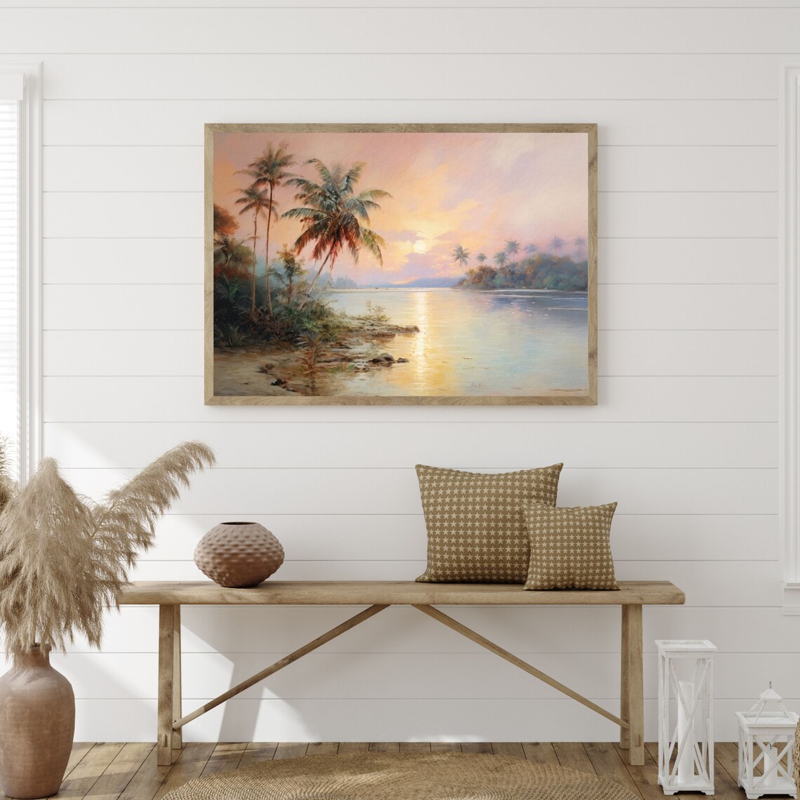 Retro Tropical Beach Landscape Art Print, Coastal - Image 3