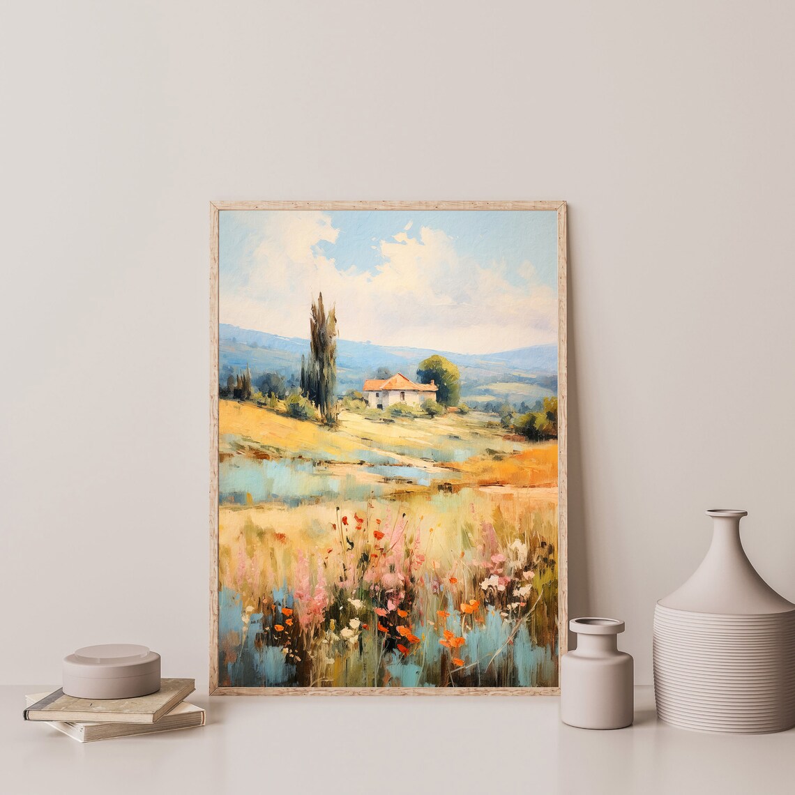 Tuscan Farmhouse Among Cypress Trees and Golden Hills Italy Poster - Image 3