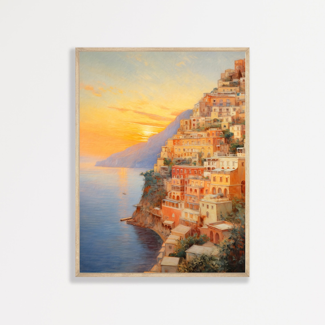 Positano Coastal Landscape, Vintage Travel Poster