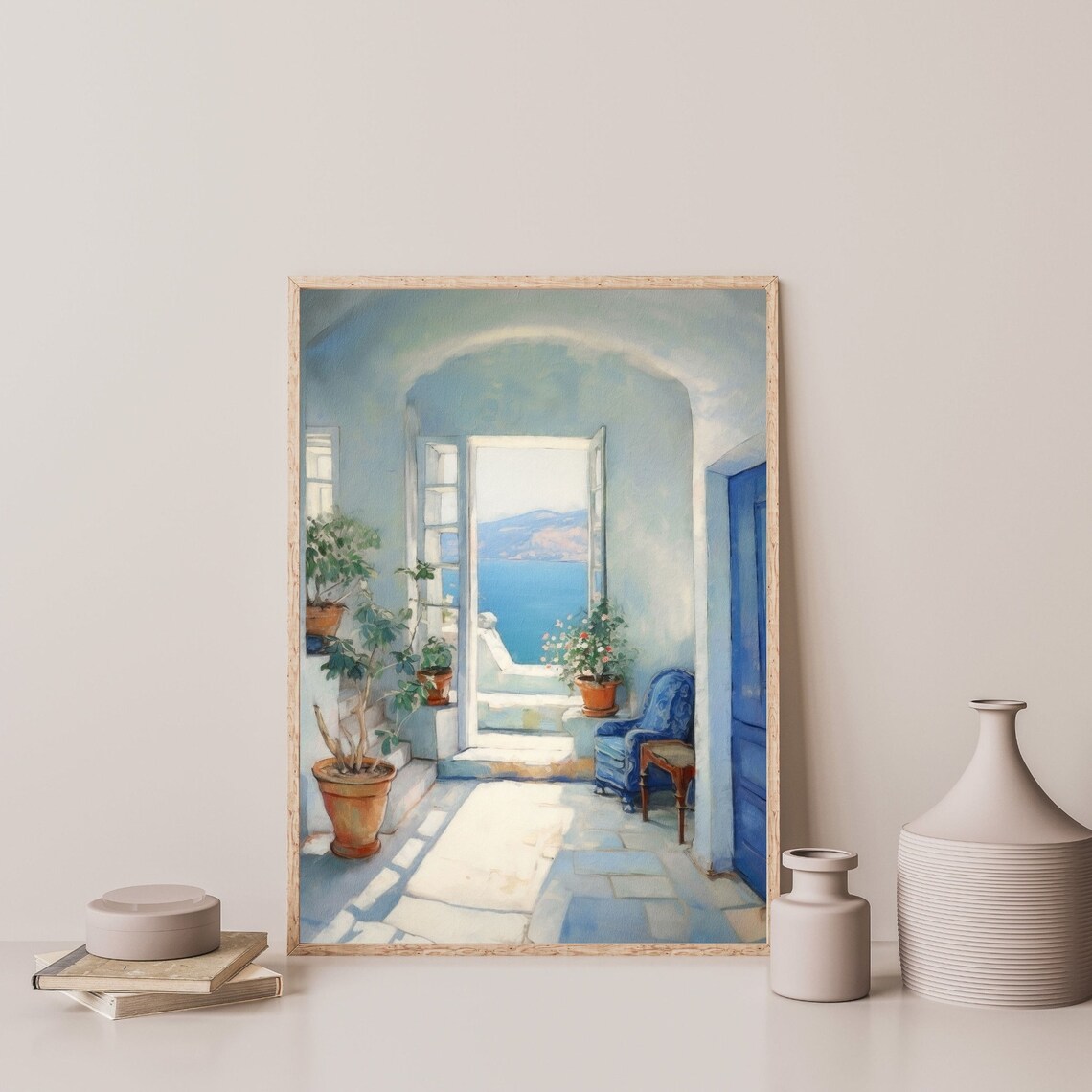 Greece Retro Santorini Mykonos Travel Poster Print - Image 3