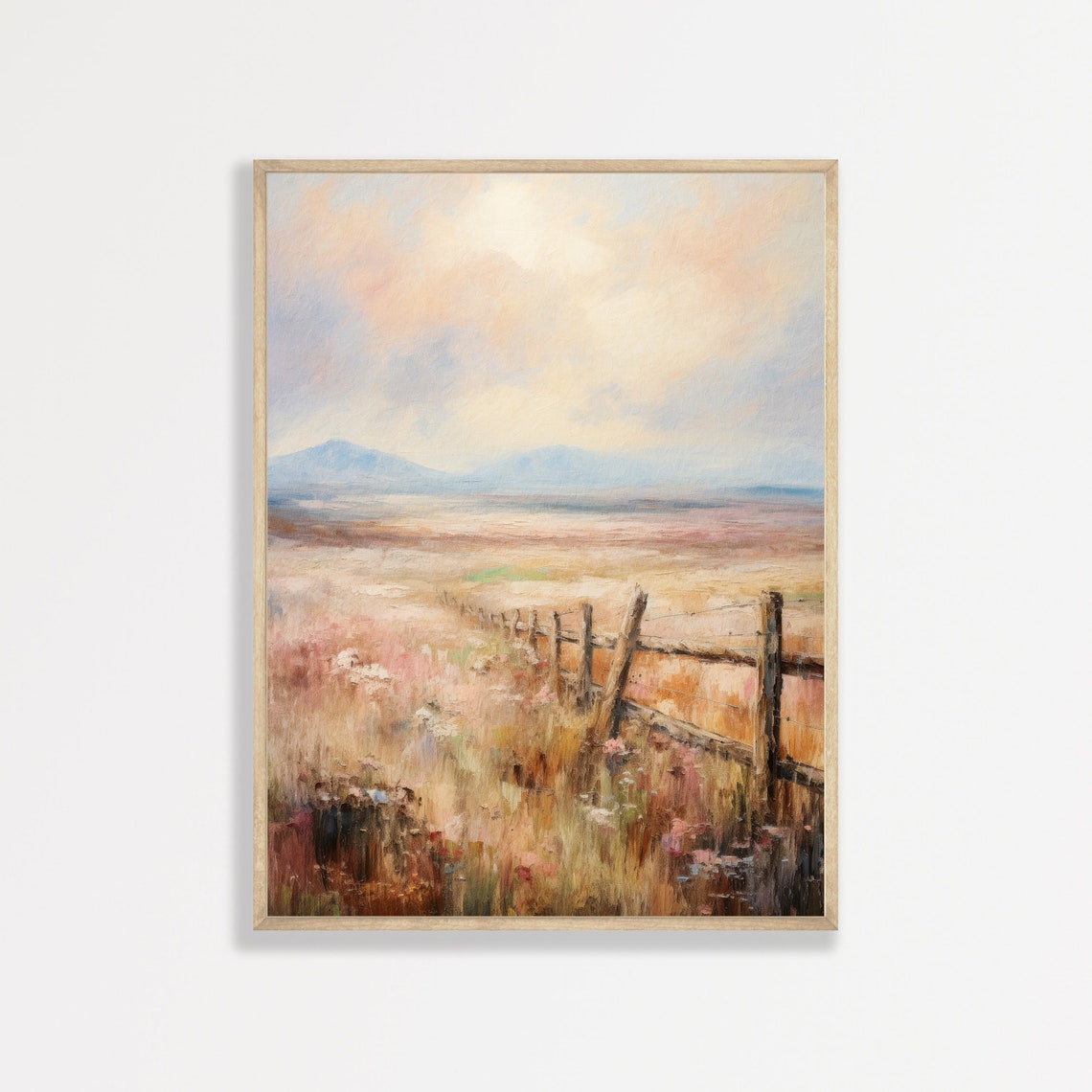 Farm Landscape Print Neutral Countryside Painting Minimalist Retro Antique Wall Art Country Farmhouse Decor P 640