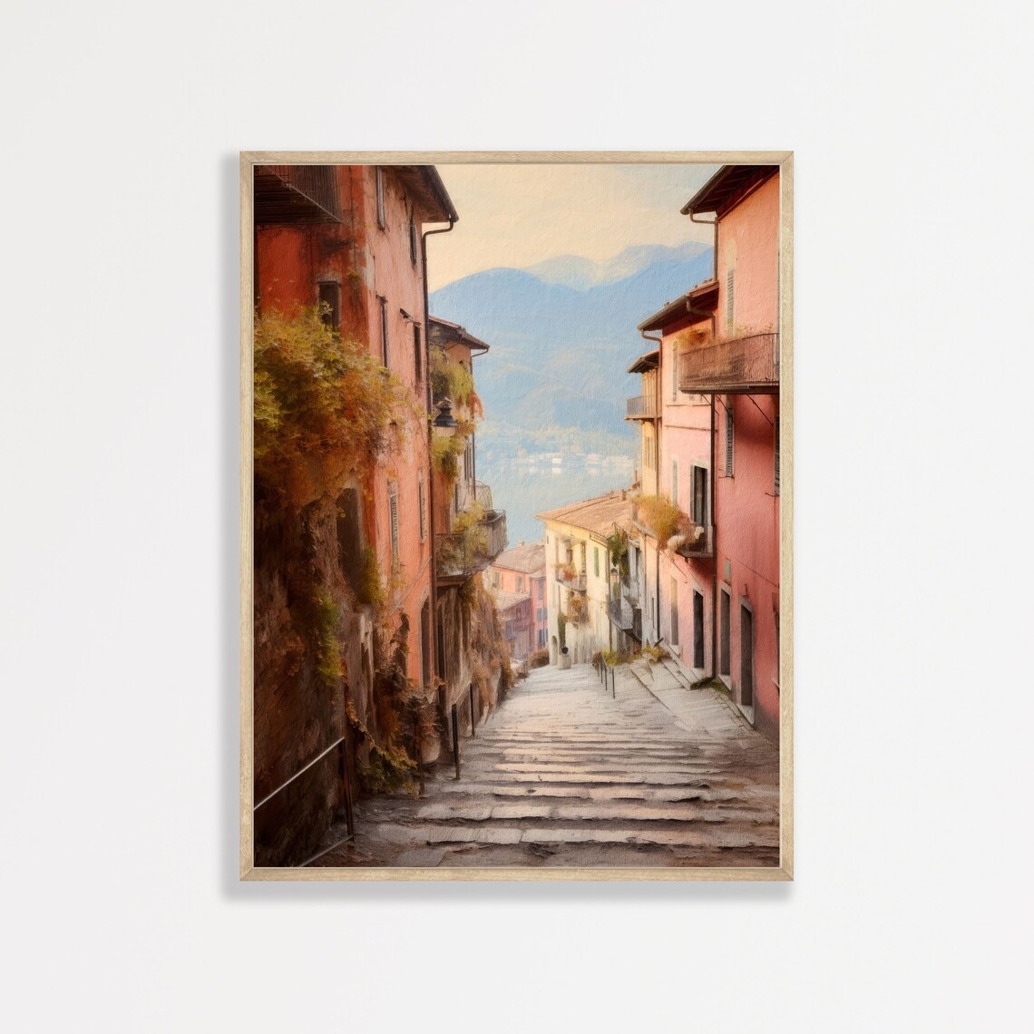 Italian Village Vintage European Oil Painting Print