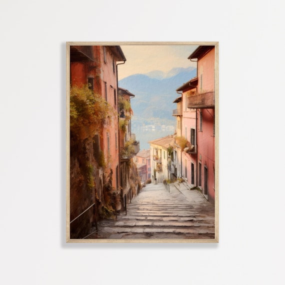 Italian Village Vintage European Oil Painting Print