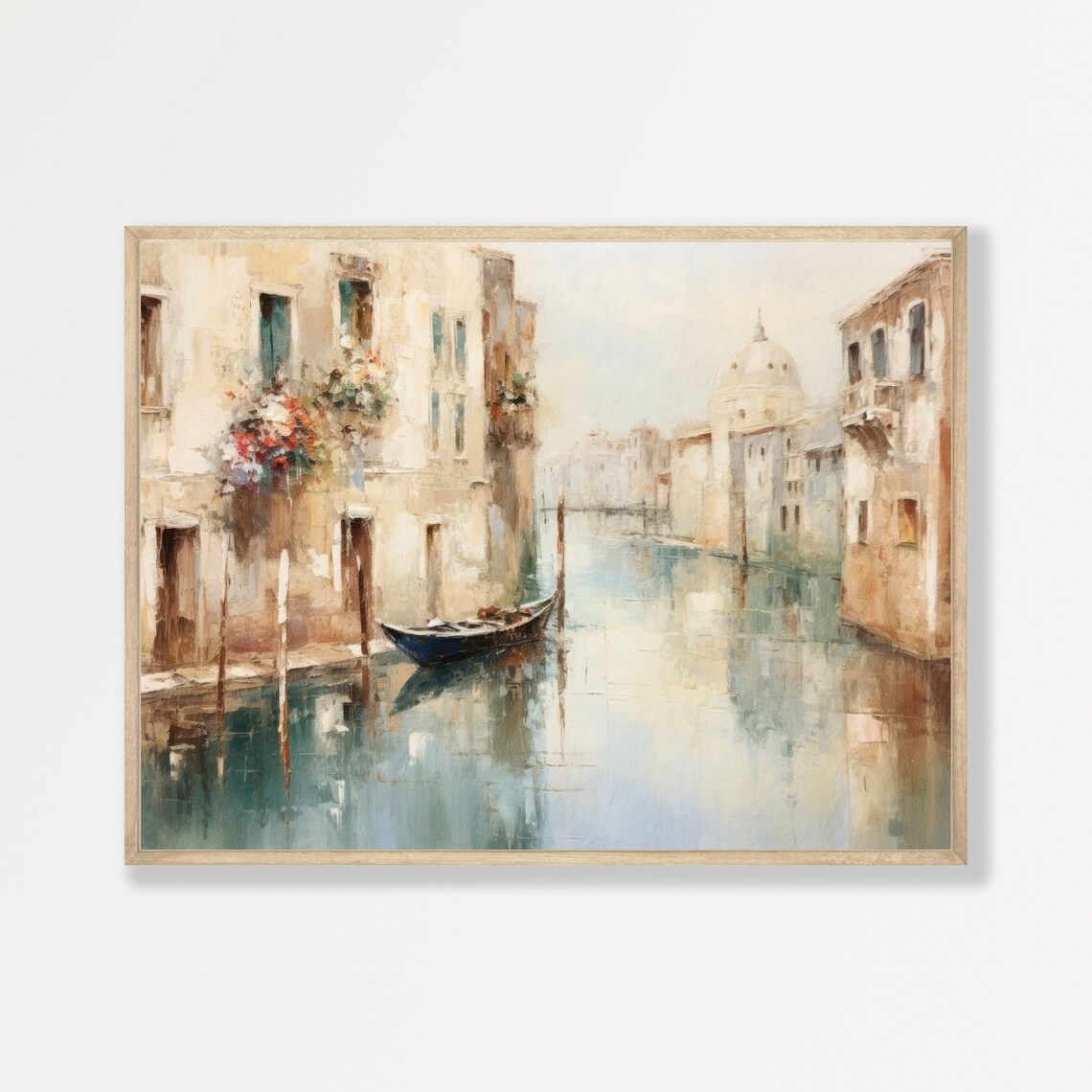 Venice Italy Retro Art Print, Rustic Oil Painting