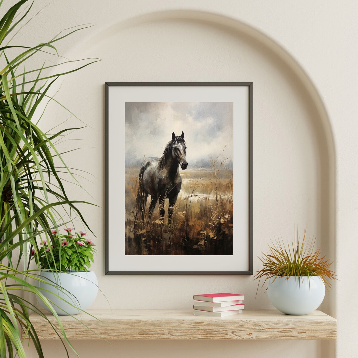 Vintage Horse Print, Rustic Neutral Farmhouse Art - Image 2
