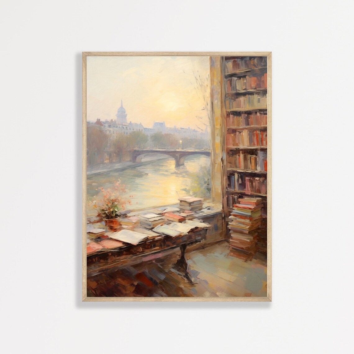 Paris Bookstore Retro Still Life Wall Art Print