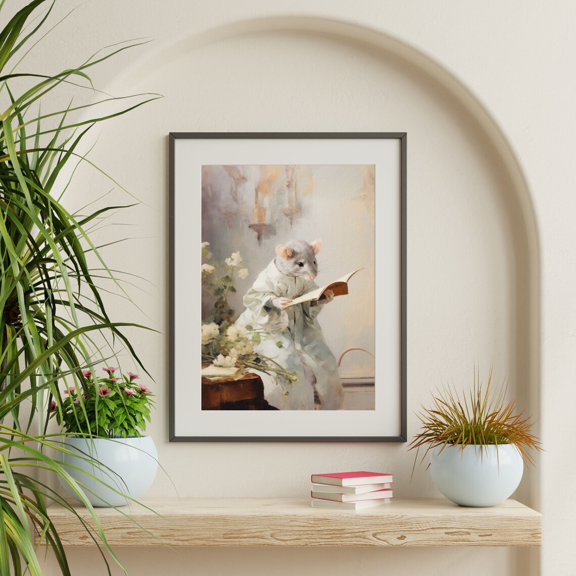 Mouse Painting, Retro Cute Kids Room Art Print - Image 2