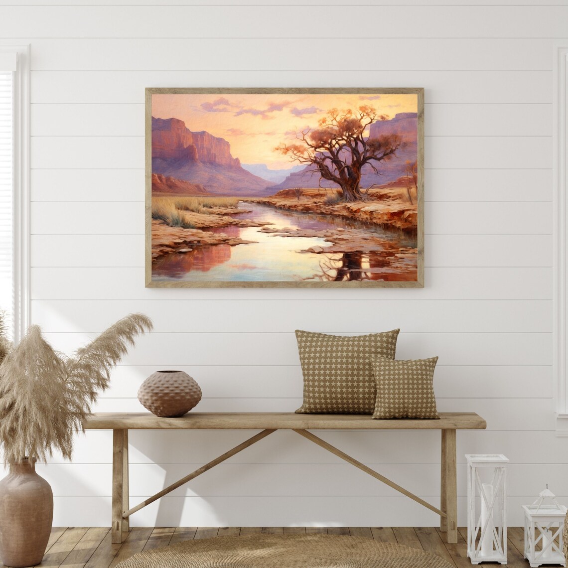Retro Desert Landscape Art Print, Vintage Painting - Image 3