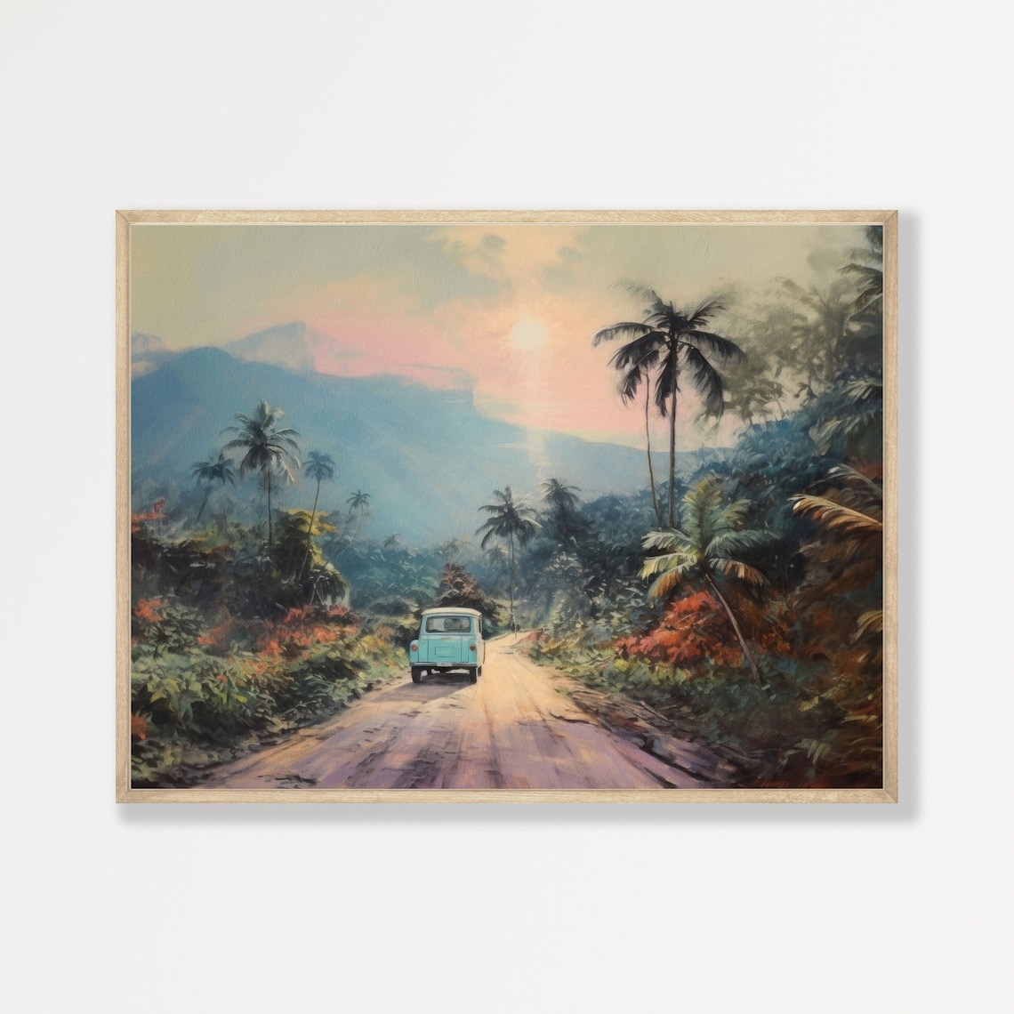 Tropical Landscape Retro Painting, Vintage Art Print