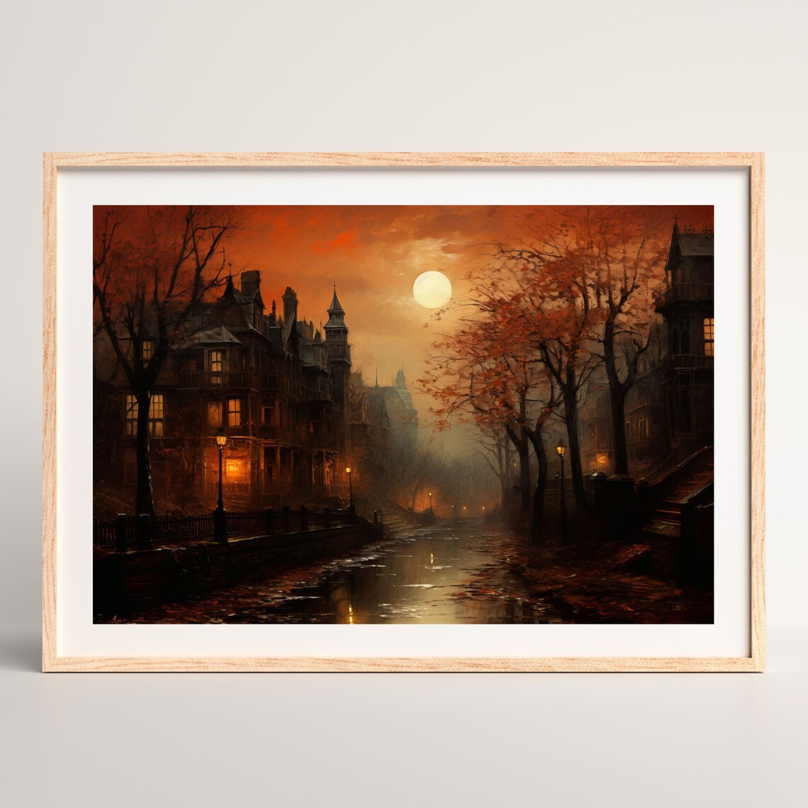Dark Night Landscape, Vintage Moonlit Art Print - Image 2