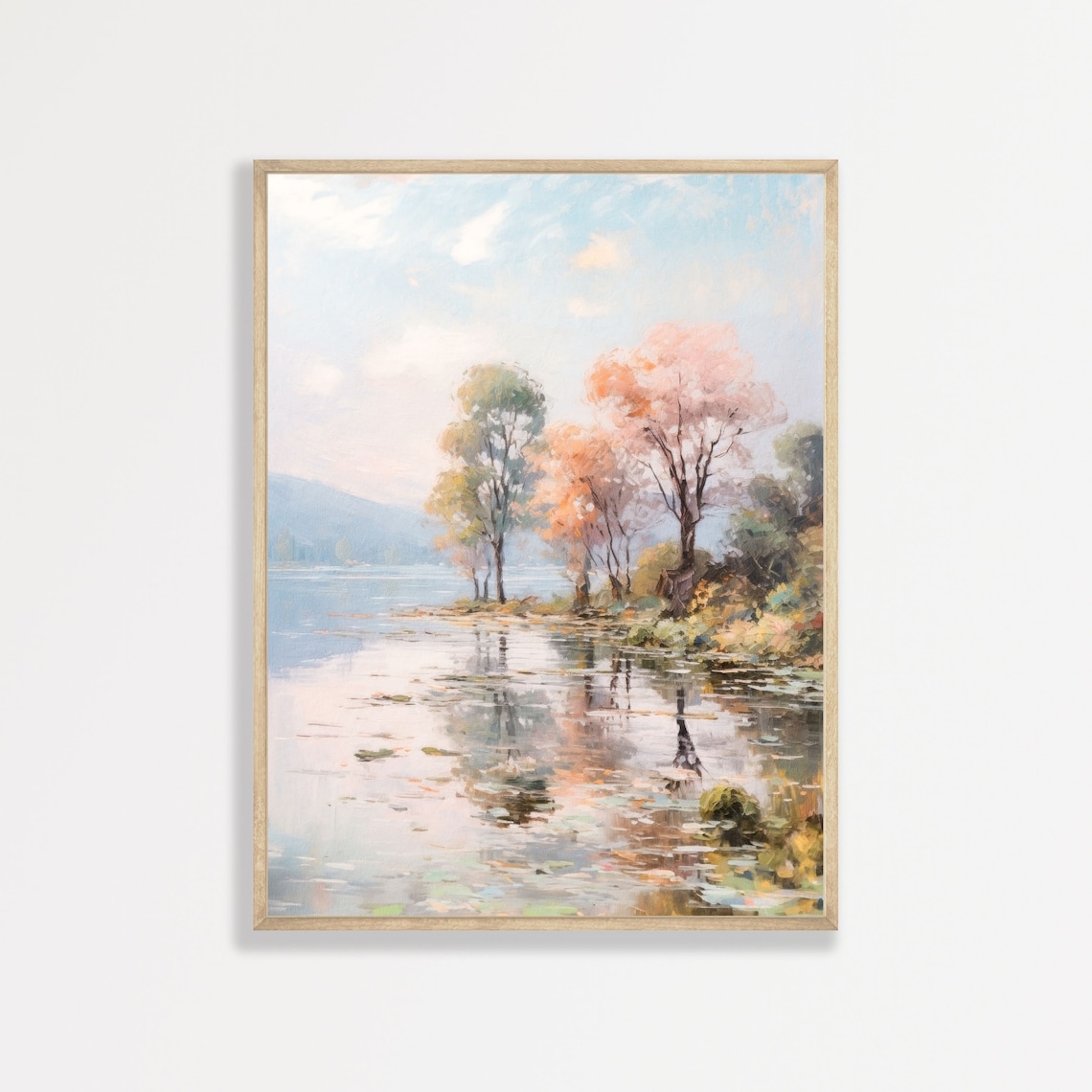 Retro Lake Countryside Trees Art Print, Vintage Aesthetic
