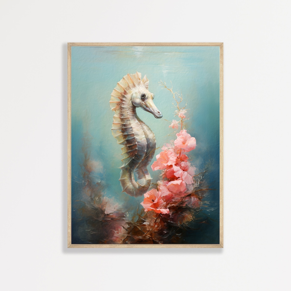 Seahorse Print Coastal Wall Art Print Retro Coastal Kitchen Bedroom Decor Minimal Sea Life Wall Art P 663