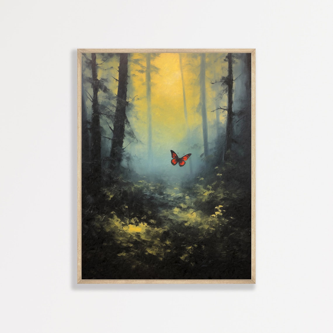 Vintage Butterfly Wall Art Dark Academia Decor Forest Nature Landscape Print P 793