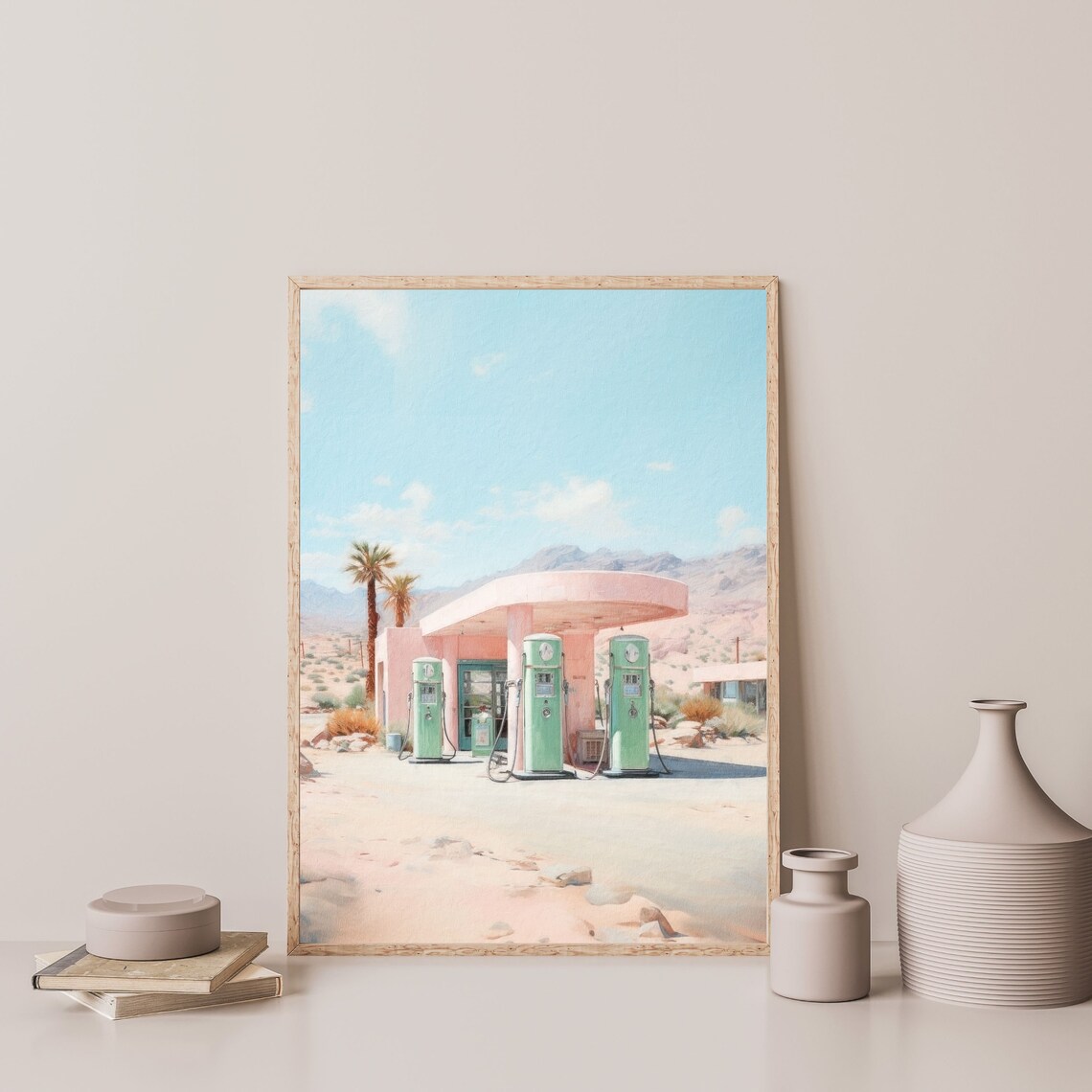 Retro Gas Station Wall Art Print, Muted Pastel - Image 3