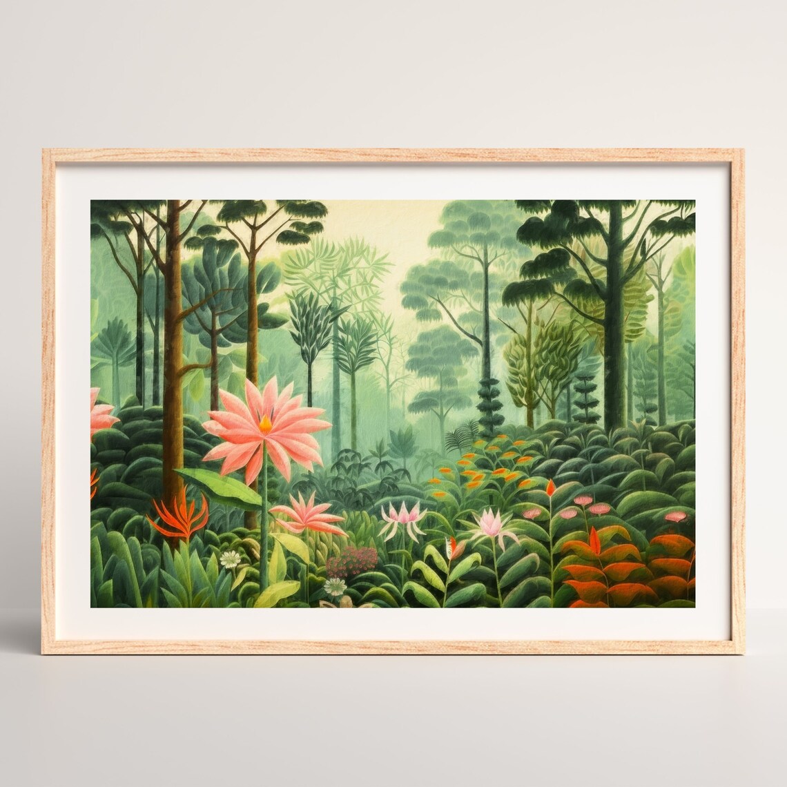 Green Jungle Retro Landscape Art Print, Bedroom Decor - Image 2