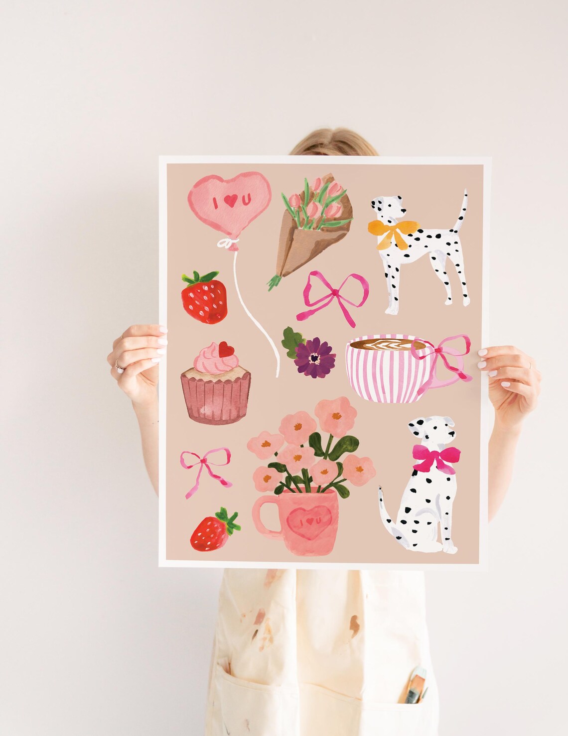 Valentine's Day Dalmatians Flowers Sweets Art Print - Image 2