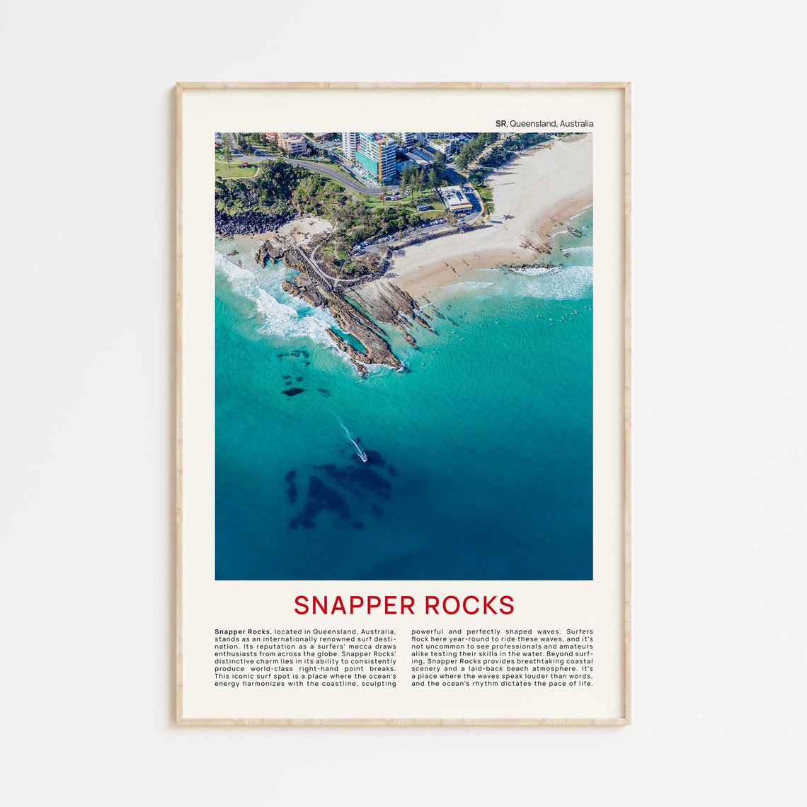 Snapper Rocks Surf Coast Turquoise Aerial Beach Scene Film Poster