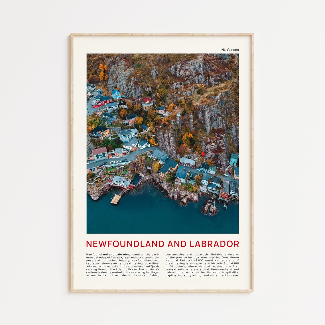 Newfoundland Labrador Harbor Village Aerial Canada Travel Poster
