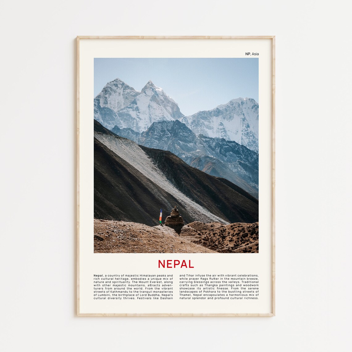 Nepal Himalayas Snowy Mount Everest Photography Travel Poster