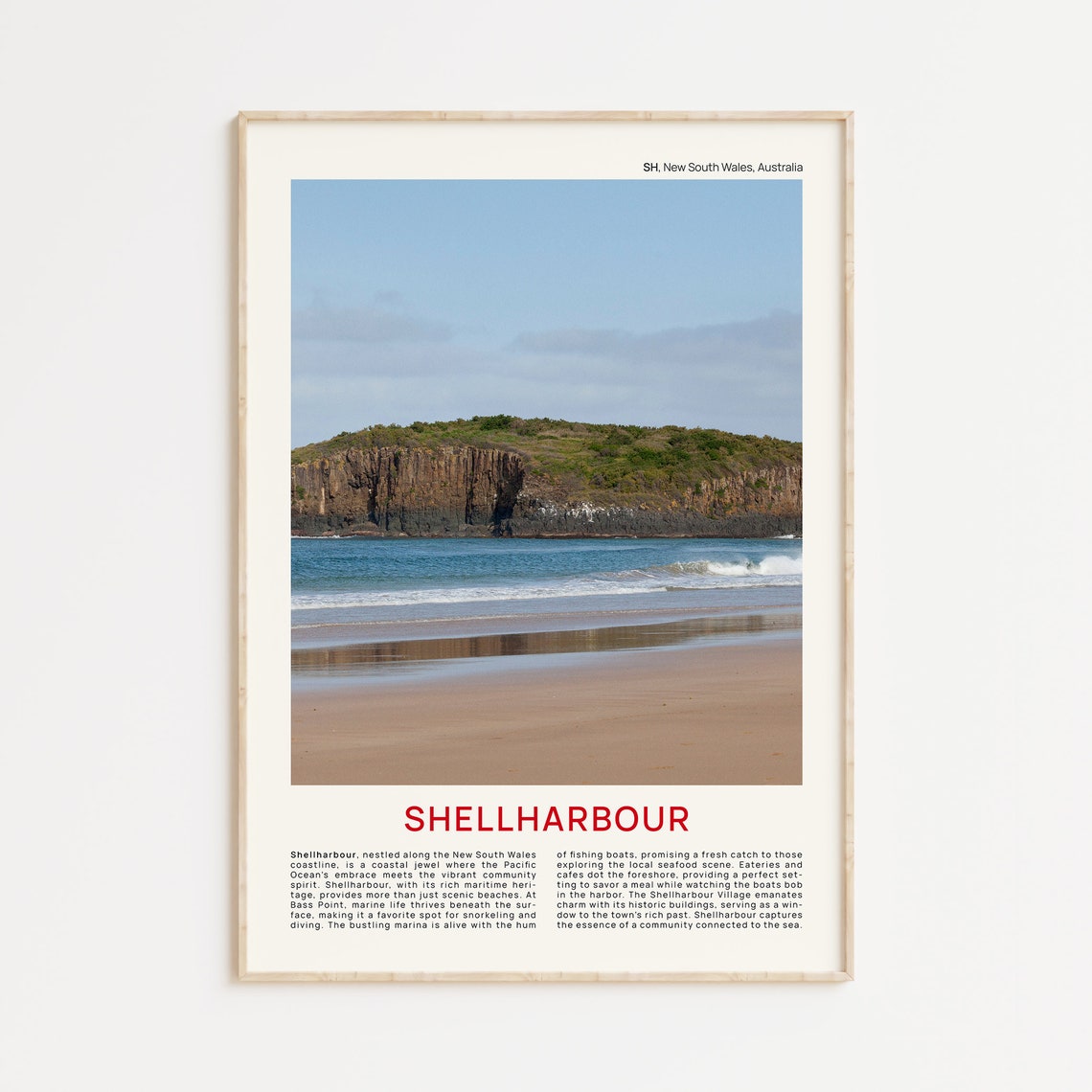 Shellharbour Australia Sandy Beach Rocky Headland Photo Poster